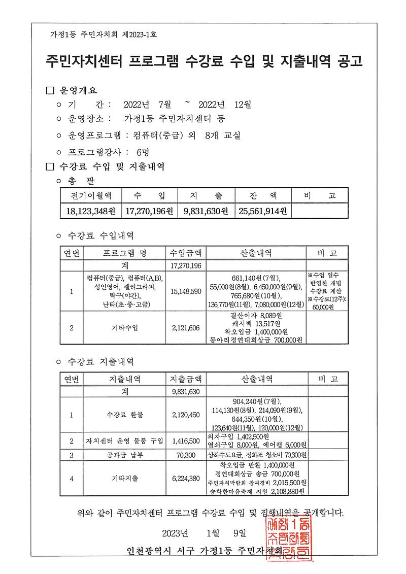 2022년_하반기_주민자치센터_수강료_수입_및_지출내역_공고문.jpg 이미지