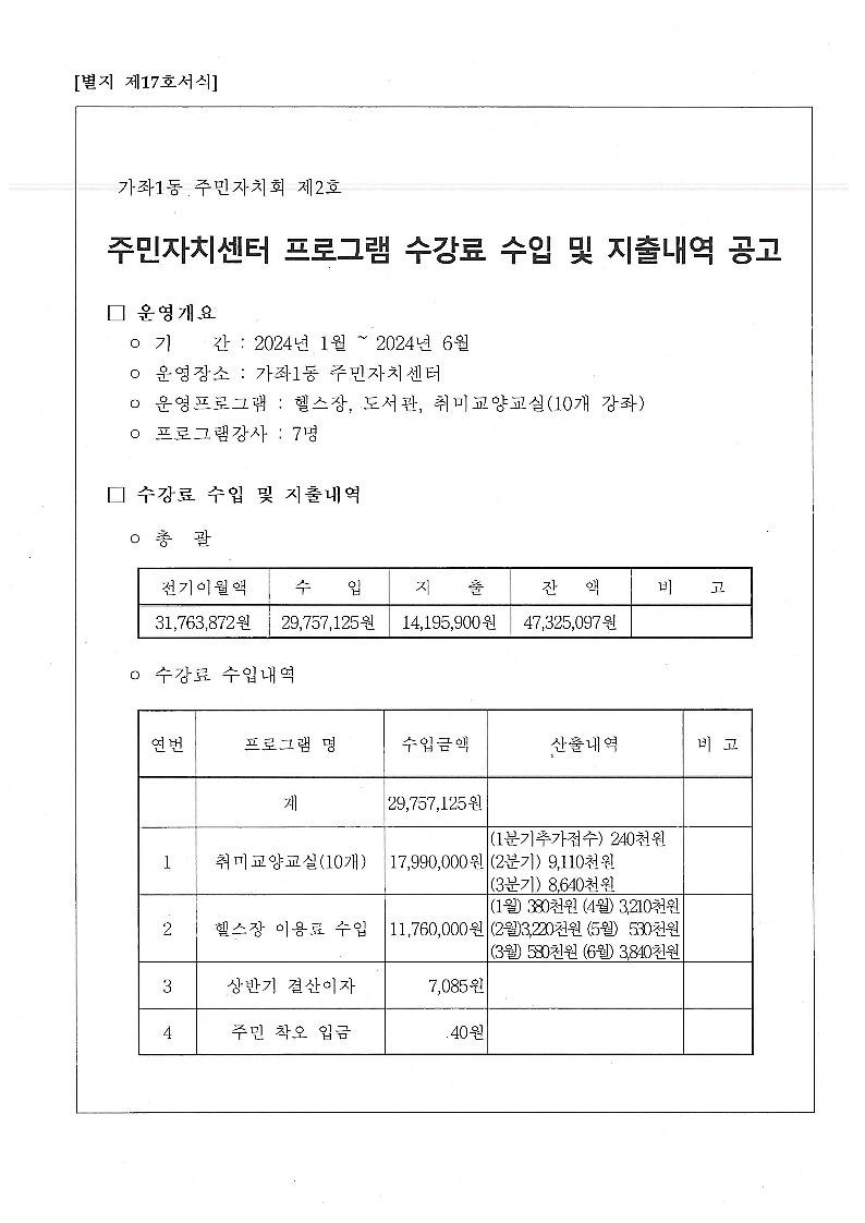 주민자치센터_프로그램_수강료_수입_및_지출내역_공고(2024년_상반기)_1.jpg 이미지