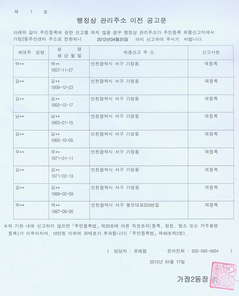 행정상 관리주소 이전 1차 공고문 (20120417).jpg 이미지
