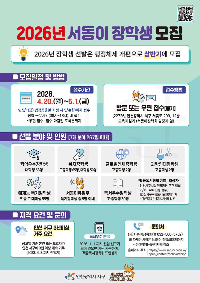 1._(재)서동이장학회,_2026년도_장학생_상반기_조기_모집..._서구의_인재를_찾습니다!.jpg 이미지
